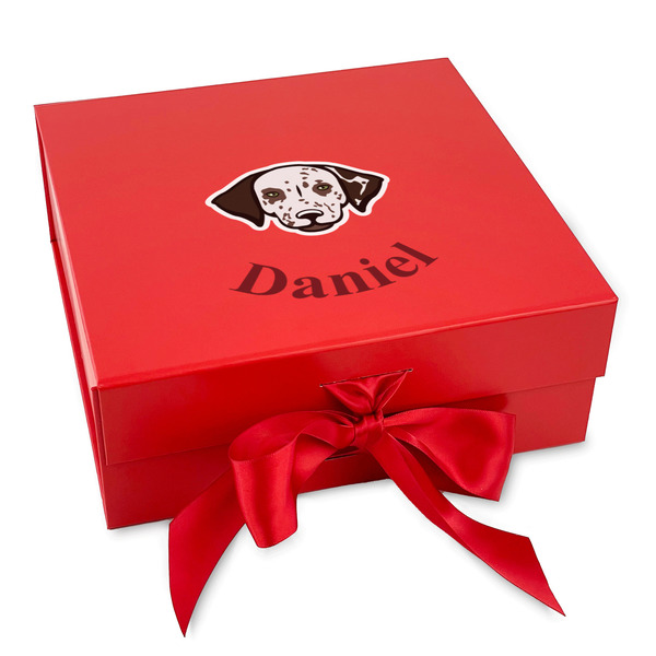 Custom Dog Faces Gift Box with Magnetic Lid - Red (Personalized)