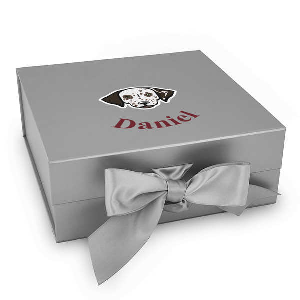 Custom Dog Faces Gift Box with Magnetic Lid - Silver (Personalized)