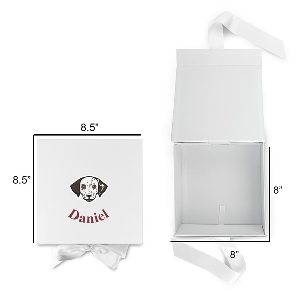 Dog Faces Gift Boxes with Magnetic Lid - White - Open & Closed
