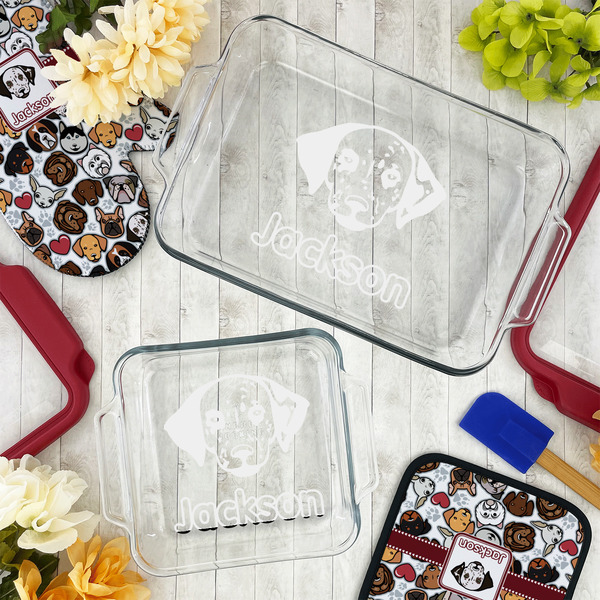 Dog Faces Glass Baking Dish Set - LIFESTYLE