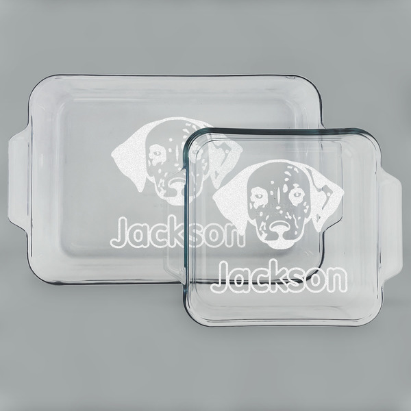 Custom Dog Faces Set of Glass Baking & Cake Dish - 13in x 9in & 8in x 8in (Personalized)