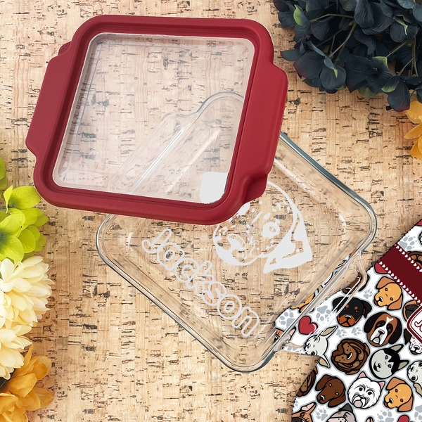 Dog Faces Glass Cake Dish - LIFESTYLE (8x8)