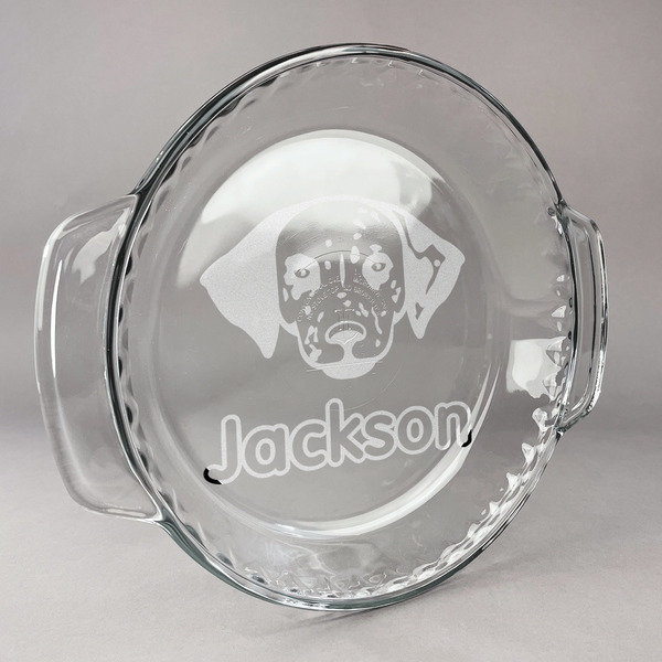 Custom Dog Faces Glass Pie Dish - 9.5in Round (Personalized)