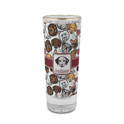 Dog Faces 2 oz Shot Glass -  Glass with Gold Rim - Single (Personalized)