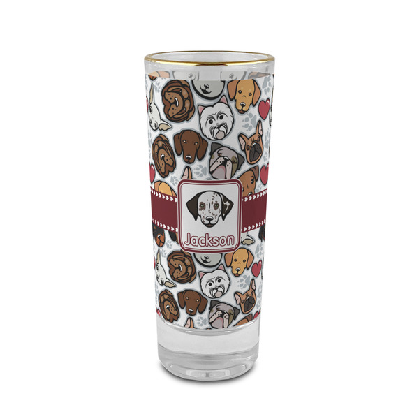 Custom Dog Faces 2 oz Shot Glass -  Glass with Gold Rim - Set of 4 (Personalized)