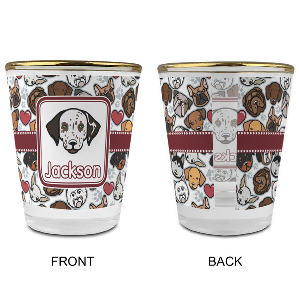 Dog Faces Glass Shot Glass - with gold rim - APPROVAL