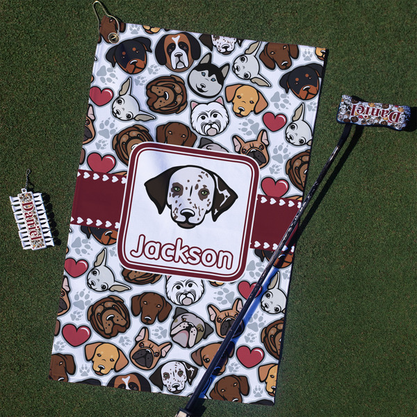Custom Dog Faces Golf Towel Gift Set (Personalized)