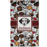 Dog Faces Golf Towel - Poly-Cotton Blend - Small w/ Name or Text