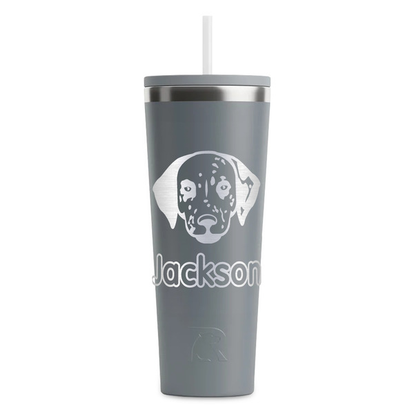 Custom Dog Faces RTIC Everyday Tumbler with Straw - 28oz - Grey - Single-Sided (Personalized)