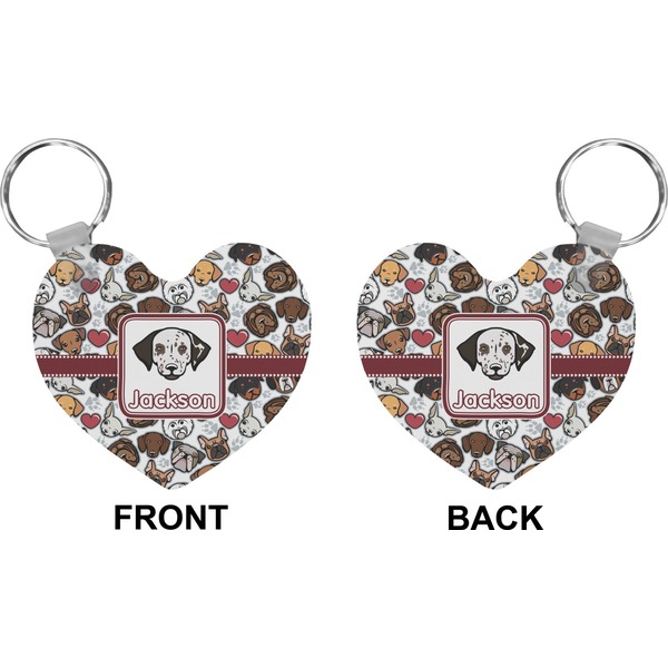Dog Faces Heart Keychain (Front + Back)