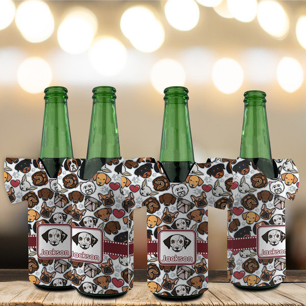 Dog Faces Jersey Bottle Cooler - Set of 4 - LIFESTYLE