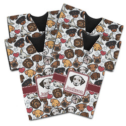 Dog Faces Jersey Bottle Cooler - Set of 4 (Personalized)