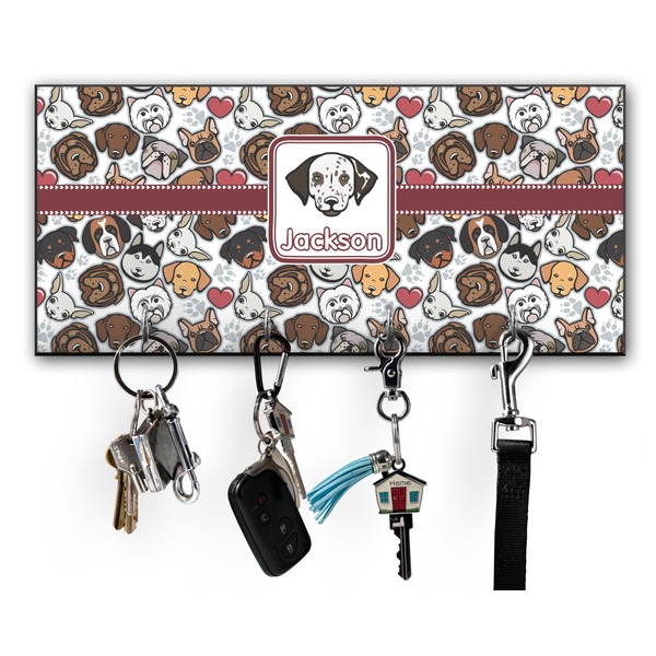 Custom Dog Faces Key Hanger w/ 4 Hooks w/ Graphics and Text