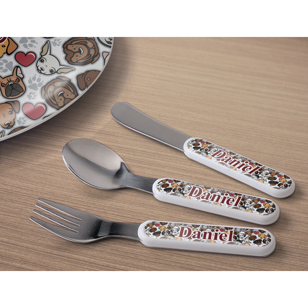 Dog Faces Kids Flatware w/ Plate