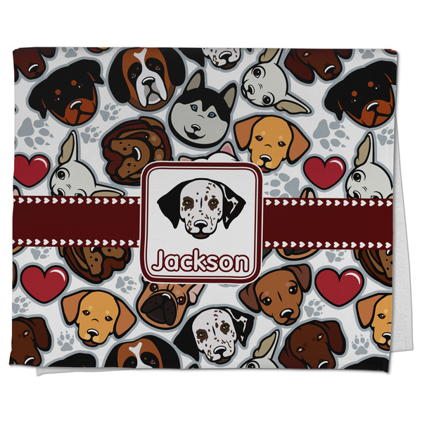 Custom Dog Faces Kitchen Towel - Poly Cotton w/ Name or Text