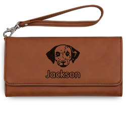 Dog Faces Ladies Leatherette Wallet - Laser Engraved - Rawhide (Personalized)