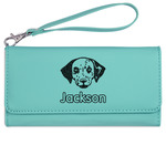 Dog Faces Ladies Leatherette Wallet - Laser Engraved- Teal (Personalized)