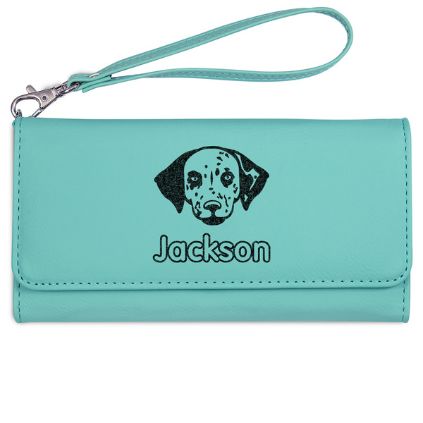 Custom Dog Faces Ladies Leatherette Wallet - Laser Engraved- Teal (Personalized)
