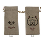 Dog Faces Large Burlap Gift Bag - Front & Back (Personalized)