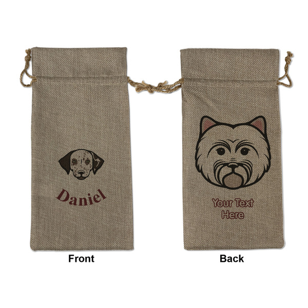 Custom Dog Faces Large Burlap Gift Bag - Front & Back (Personalized)