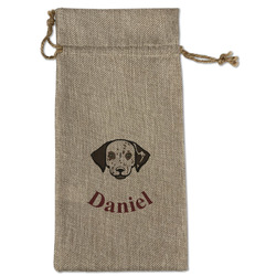Dog Faces Large Burlap Gift Bag - Front (Personalized)