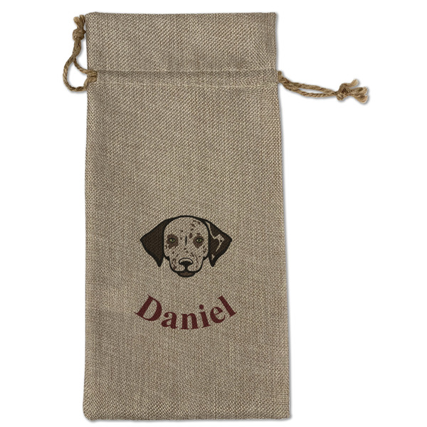 Custom Dog Faces Large Burlap Gift Bag - Front (Personalized)