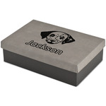 Dog Faces Large Gift Box w/ Engraved Leather Lid (Personalized)