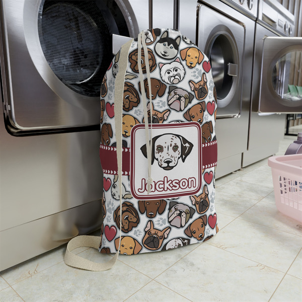 Dog Faces Large Laundry Bag - In Context
