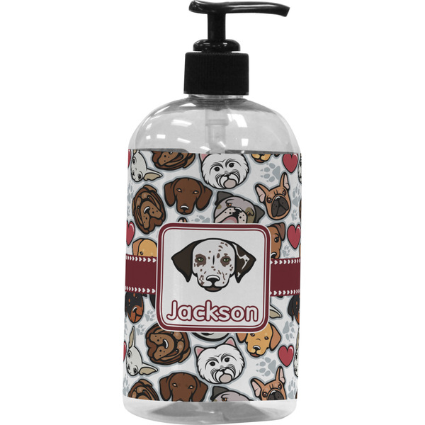 Custom Dog Faces Plastic Soap / Lotion Dispenser (16 oz - Large - Black) (Personalized)