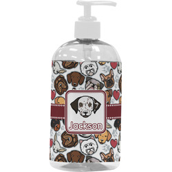 Dog Faces Plastic Soap / Lotion Dispenser (16 oz - Large - White) (Personalized)