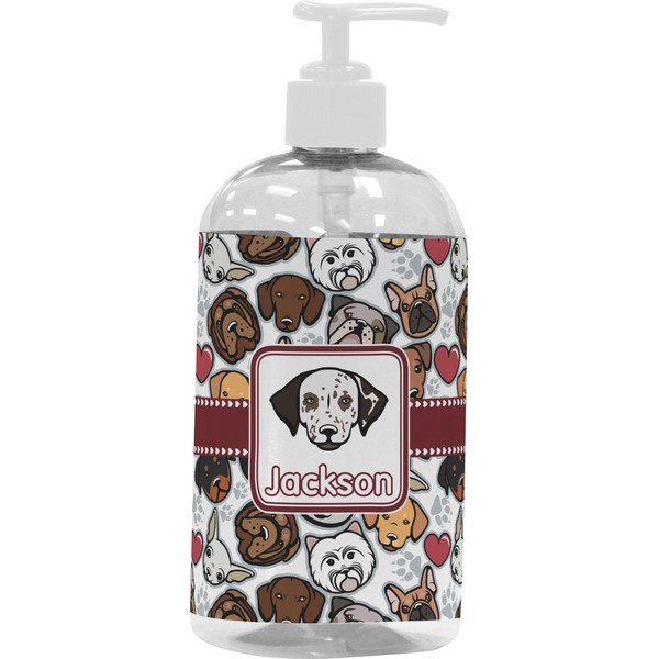 Custom Dog Faces Plastic Soap / Lotion Dispenser (16 oz - Large - White) (Personalized)