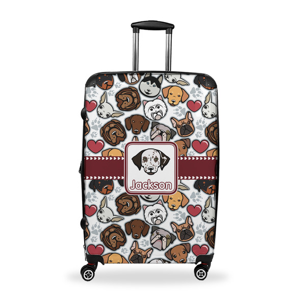 Custom Dog Faces Suitcase - 28" Large - Checked w/ Name or Text