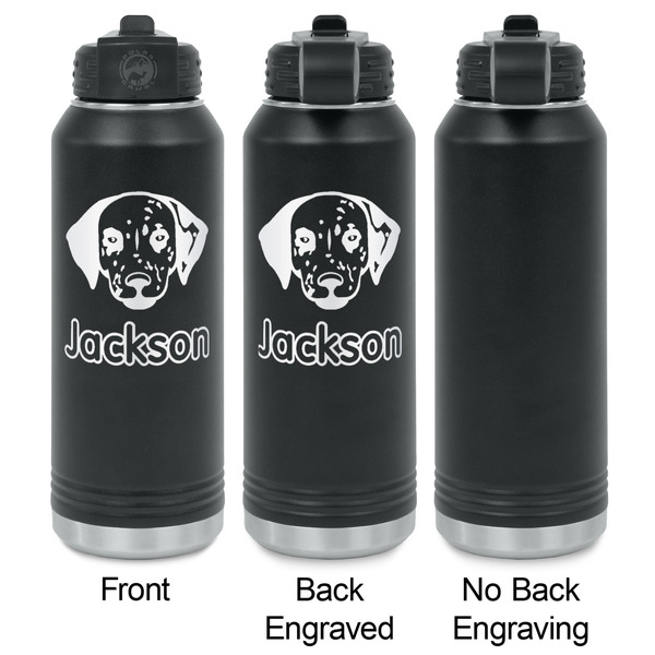 Dog Faces Laser Engraved Water Bottles - 2 Styles - Front & Back View