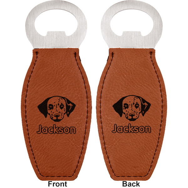 Dog Faces Leather Bar Bottle Opener - Front and Back (double sided)