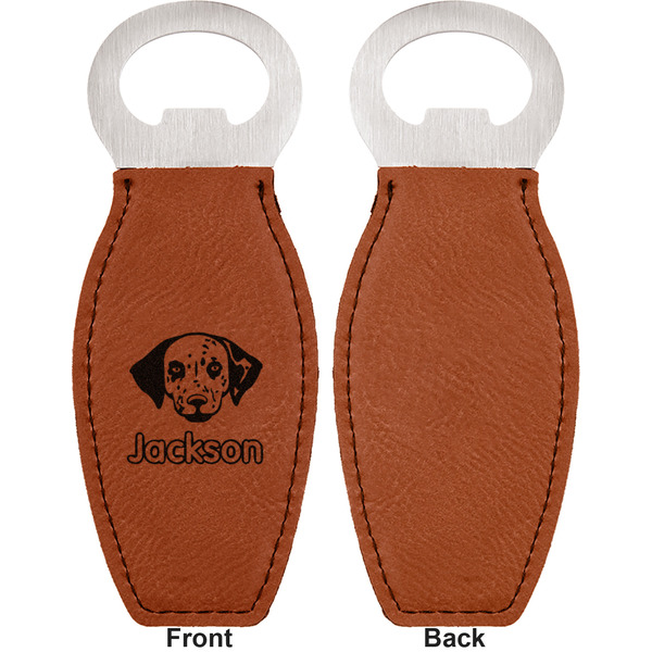 Dog Faces Leather Bar Bottle Opener - Front and Back (single sided)