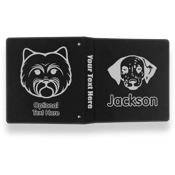 Dog Faces Leather Binder - 1" - Black- Back Spine Front View