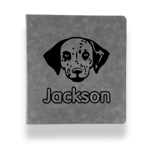 Custom Dog Faces Leather Binder - 1" - Grey (Personalized)