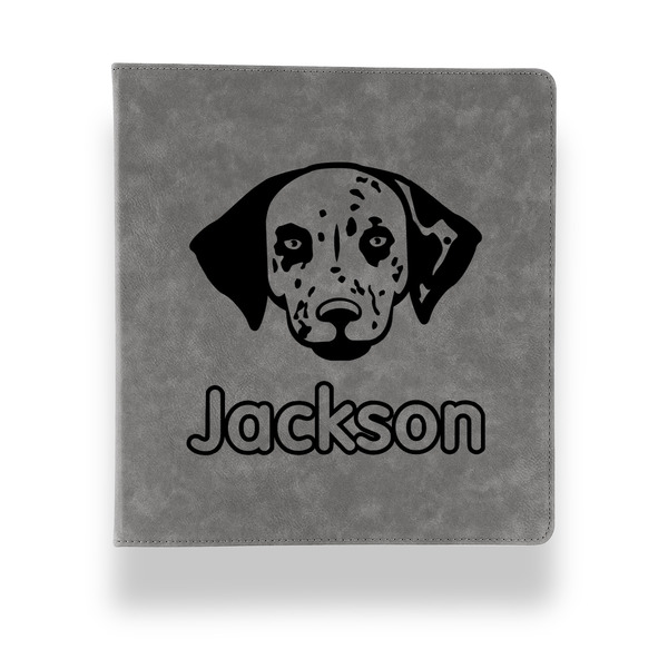 Dog Faces Leather Binder - 1" - Grey - Front View