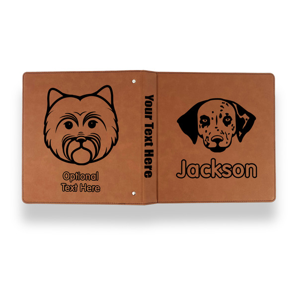 Dog Faces Leather Binder - 1" - Rawhide - Back Spine Front View