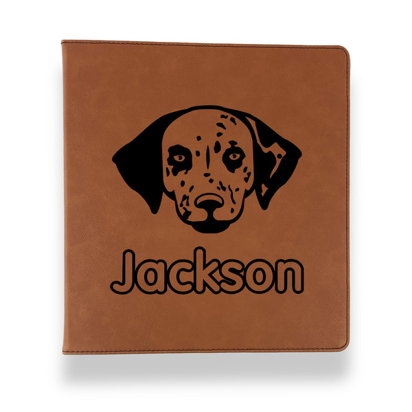 Dog Faces Leather Binder - 1" - Rawhide - Front View