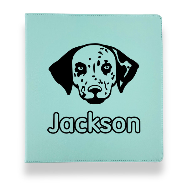 Custom Dog Faces Leather Binder - 1" - Teal (Personalized)