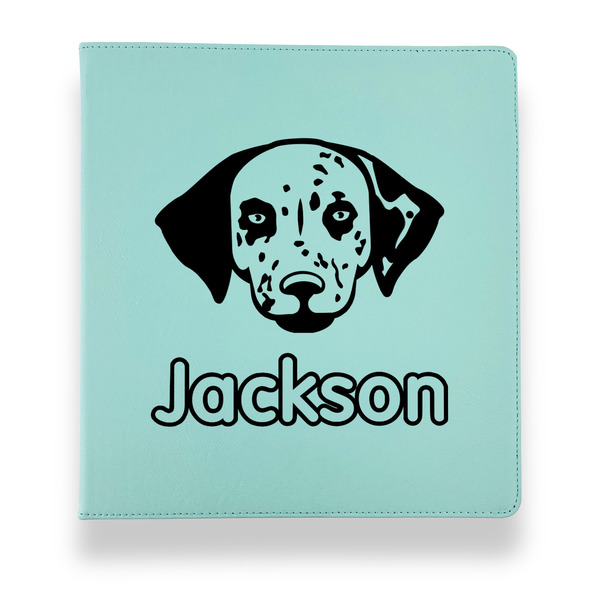 Dog Faces Leather Binders - 1" - Teal - Front View