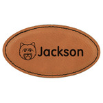 Dog Faces Leatherette Oval Name Badge with Magnet (Personalized)
