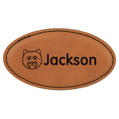 Dog Faces Leatherette Oval Name Badge with Magnet (Personalized)