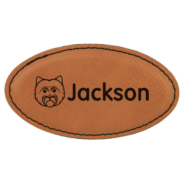 Custom Dog Faces Leatherette Oval Name Badge with Magnet (Personalized)