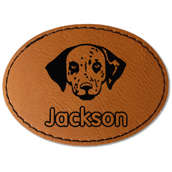 Dog Faces Faux Leather Iron On Patch - Oval (Personalized)