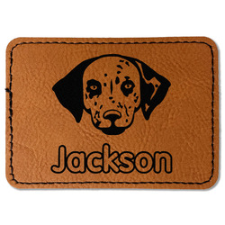 Dog Faces Faux Leather Iron On Patch - Rectangle (Personalized)