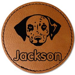 Dog Faces Faux Leather Iron On Patch - Round (Personalized)