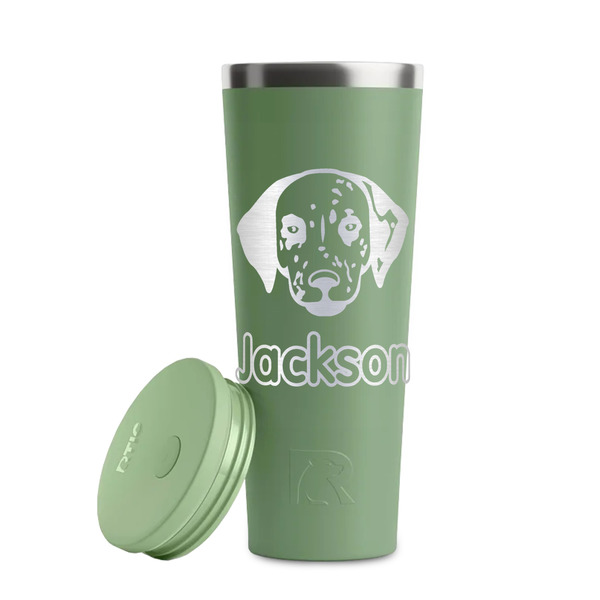 Dog Faces Light Green RTIC Everyday Tumbler - 28 oz. - Lid Off