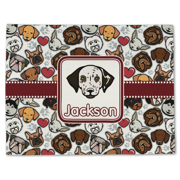 Custom Dog Faces Single-Sided Linen Placemat - Single w/ Name or Text
